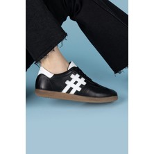 Getcho Maddo Kadın Deri Siyah Beyaz Spor Ayakkabı