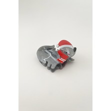 Modex Noel Şapkalı Sevim Kedi Mandal Toka (Ölçü:5 Cm)