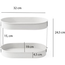 Evstyle Oval 2 Katlı Organizer 24X19X32 cm - Krem