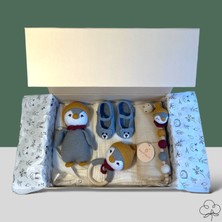 Baby Pinguini  Bebek Hediye Kutusu / Kişiselleştirilebilir Babyshower Yenidoğan Hediye Seti - Penguin Box 2