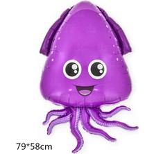 Kidspartim Gülen Ahtapot Folyo Balon Mor 80X58 cm