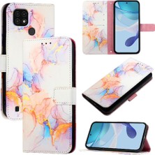 Colorful Shop Realme C21 Kickstand Pu Deri Mermer Desen Cüzdan Için Kılıf (Yurt Dışından)