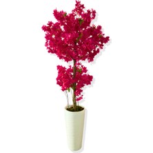 Cihan Çiçekçilik Yapay Ağaç Fuşya Begonvil 190 cm 56X30X20 Beyaz Kumsal Saksı