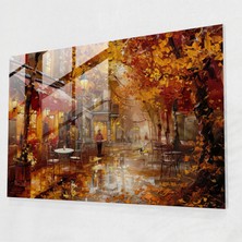 Painted Anarchy Autumn Cafe Glass Print - Leonid Afremov, Wall Decoration, Home Decoration, Glass Art, 45X30