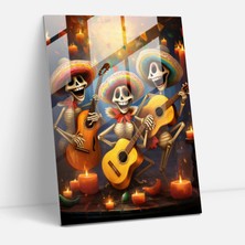 Painted Anarchy Mariachi Glass Print - Los Muertos, Festive Cheer, Day Of The Dead, Glass Art, 30X45