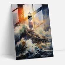 Painted Anarchy Abstract Lighthouse Glass Print - Lighthouse, Crashing Waves, Lighthouse Glass Print, Glass Art, 30X45