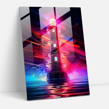 Painted Anarchy Digital Lighthouse Glass Wall Art - Lighthouse, Modern Art, Glass Wall Art, Home Decoration, 60X90