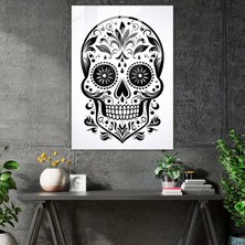 Painted Anarchy Duality Sugar Skull Glass Print - Los Muertos, Minimalist Artwork, Glass Art, Glass Wall Art, 30X45