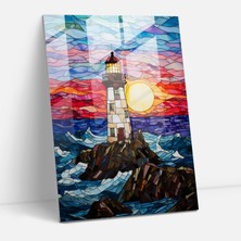 Painted Anarchy Stained Glass Lighthouse Duvar Dekorasyonu - Lighthouse 30X45 cm