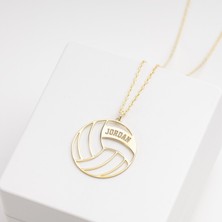 One Silver Gold 925 Ayar Gümüş Voleybol Topu Isimli Kolye Özel Tasarım