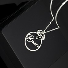 One Silver Gold 925 Ayar Gümüş Pırlanta Isim Kolye Özel Tasarım