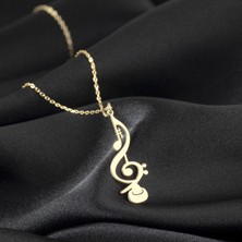 One Silver Gold 925 Ayar Gümüş Sol Anahtarlı Kolye Özel Tasarım
