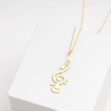 One Silver Gold 925 Ayar Gümüş Sol Anahtarlı Kolye Özel Tasarım