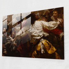 Painted Anarchy Savaş Sahnesi Caravaggio Stili Cam Sanatı - Caravaggio 45X30 cm