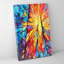 Painted Anarchy Kilise Kanvas Tablo - Renkli Vitray Pencere Tablosu  30X50 cm