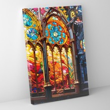 Painted Anarchy Kilise Kanvas Tablo - Vitray Pencere Yakın Çekim Duvar Dekorasyonu  30X50 cm