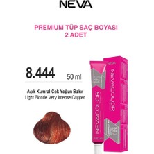 Nevacolor Tüp Saç Boyası 8.444 Açık Kumral Çok Yoğun Bakır 50ml X2