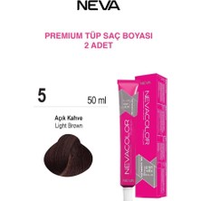 NEVA COLOR Nevacolor Tüp Saç Boyası 5 Açık Kahve 50ml X2