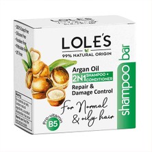 Lole's Katı Şampuan Ve Saç Kremi, Normal Ve Yağlı Saçlar Için Argan Yağı, Hasar Onarımı , %99 Doğal, 100g