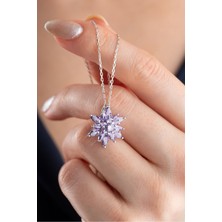 Silvano Jewelry 925 Ayar Gümüş Işıklı Kutu Lila Lotus Çiçeği Kolye