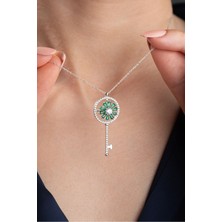 Silvano Jewelry 925 Ayar Gümüş Zirkon Taşlı Anahtar Kolye