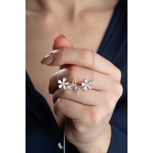 Silvano Jewelry 925 Ayar Gümüş Kelebekli Çiçek Kolye