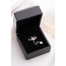 Silvano Jewelry 925 Ayar Gümüş Kanatlı Taşlı Pembe Aşk Kolye