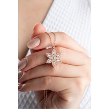 Silvano Jewelry 925 Ayar Gümüş Rose Baget Taşlı Kolye