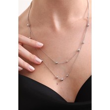 Silvano Jewelry 925 Ayar 2 Sıra Dorika Toplu Gümüş Kolye
