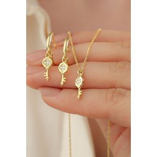 Silvano Jewelry 925 Ayar Gümüş Anahtarlı Küpe Kolye Seti