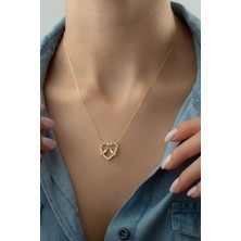 Silvano Jewelry 925 Ayar Gümüş Baget Taşlı Çifte Kumru Kolye