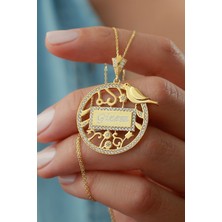 Silvano Jewelry 925 Ayar Gümüş Isimli Kuşlu Kolye