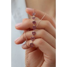 Silvano Jewelry 925 Ayar Gümüş Sıralı Kalp Kolye