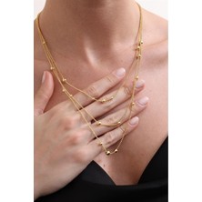 Silvano Jewelry 925 Ayar Gold 3 Sıra Dorika Toplu Gümüş Kolye