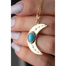 Silvano Jewelry 925 Ayar Gümüş Gold Hilal Kolye