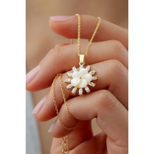 Silvano Jewelry 925 Ayar Gümüş Sedefli Gül Kolye