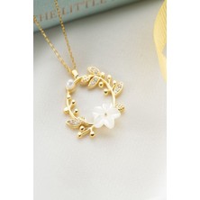 Silvano Jewelry 925 Ayar Gümüş Sedefli Gül Sarmaşık Halka Kolye