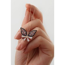 Silvano Jewelry 925 Ayar Gümüş Kelebekli Nazarlı Kolye