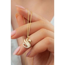 Silvano Jewelry 925 Ayar Gümüş Gold Kuğu Kolye