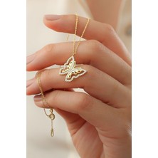 Silvano Jewelry 925 Ayar Gümüş Gold Kelebek Kolye