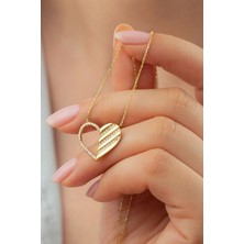 Silvano Jewelry 925 Ayar Gümüş Gold Kalp Kolye