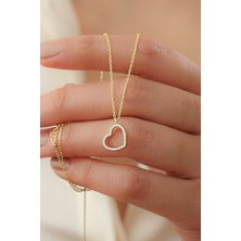 Silvano Jewelry 925 Ayar Gümüş Zirkon Taşlı Kalpli Kolye