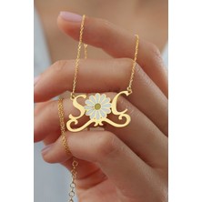 Silvano Jewelry 925 Ayar Gümüş Kişiye Özel Harfli Papatya Kolye