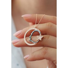 Silvano Jewelry 925 Ayar Gümüş Atatürk Silueti Ay Yıldız Kolye