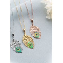 Silvano Jewelry 925 Ayar Gümüş Gold Tüy Kolye