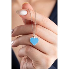 Silvano Jewelry 925 Ayar Gümüş Mavi Kalp Kolye