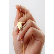 Silvano Jewelry 925 Ayar Gümüş Kişiye Özel Sonsuzluklu Taşlı Kalp Kolye