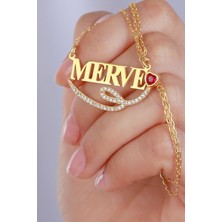 Silvano Jewelry 925 Ayar Gümüş Pembe Taşlı Isimli Kolye