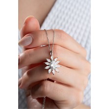 Silvano Jewelry 925 Ayar Gümüş Elmas Montür Damla Model Kolye
