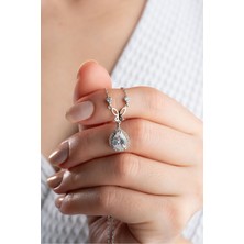Silvano Jewelry 925 Ayar Gümüş Damla Taş Kelebekli Kolye